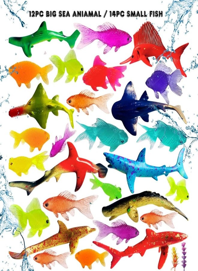 Mallexo Aquatic Sea Animals Toy Set for Kids Boys and Girls 26PC Marine Ocean Animal Figure Sets Mid/Small Size Birthday Gifts Water World Marine Fish Action Figurines Jelly Fish, Dolphin, Whales Toy - Image 5